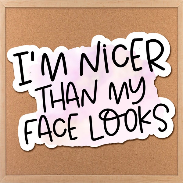 I’m Nicer Than My Face Looks RBF Sticker, Funny Best Friend Gift, Adult Sticker, Sarcastic Stickers, Quotes About Life Phone Case Sticker