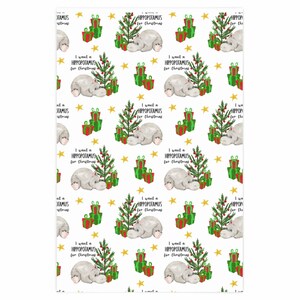 I Want A Hippopotamus for Christmas Gift Wrap, Funny Christmas Gift, Christmas Hippo, Whimsical Gift Wrapping Paper Roll, Cute Gift Wrap image 6