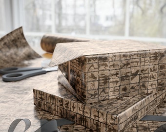 Egyptian Hieroglyphs Gift Wrap Paper, Hieroglyphics Egyptian Wrapping Paper Roll, Kids Ancient Egypt Gift Wrap, Egyptian Party Boho Birthday