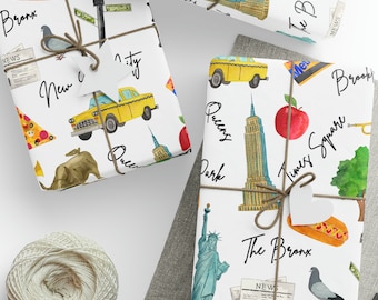 New York Gift Wrap Paper, I Heart NYC Wrapping Paper Roll, Central Park Travel Gift Scrapbooking Paper, Housewarming Gift Ideas, Mothers Day