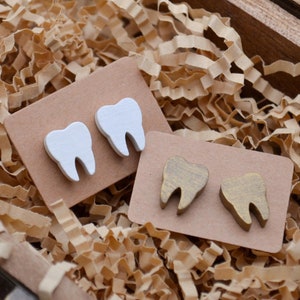 Tooth Stud Earrings - Handmade & Painted - Dental Hygienist - Dentist
