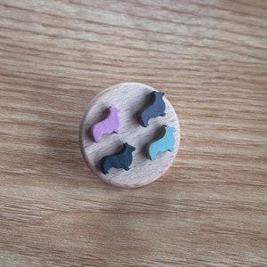 Corgi Stud Earrings - Handmade - Wood