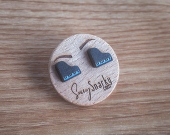 Grand Piano Stud Earrings - Handmade - Wood Jewelry Gift Music Lover