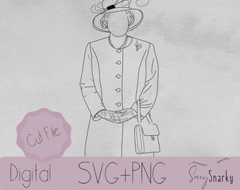 Queen Elizabeth Umriss Zeichnung Png SVG Schnittdatei