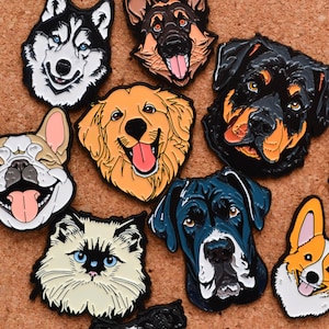 Dog Brooch Pins - Corgi Golden Great Dane English Bulldog German Shepherd Husky Yorkie Border Collie Persian