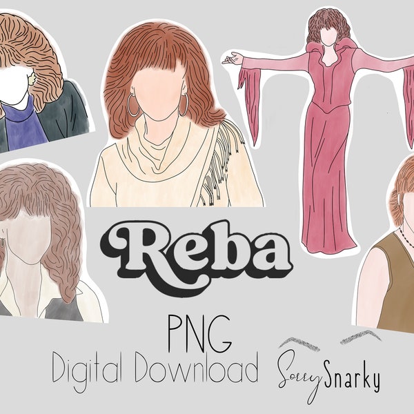 Reba Download digitale Ritratti ad acquerello PNG