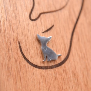 Chihuahua Stud Earrings - Small Subtle Delicate Metal