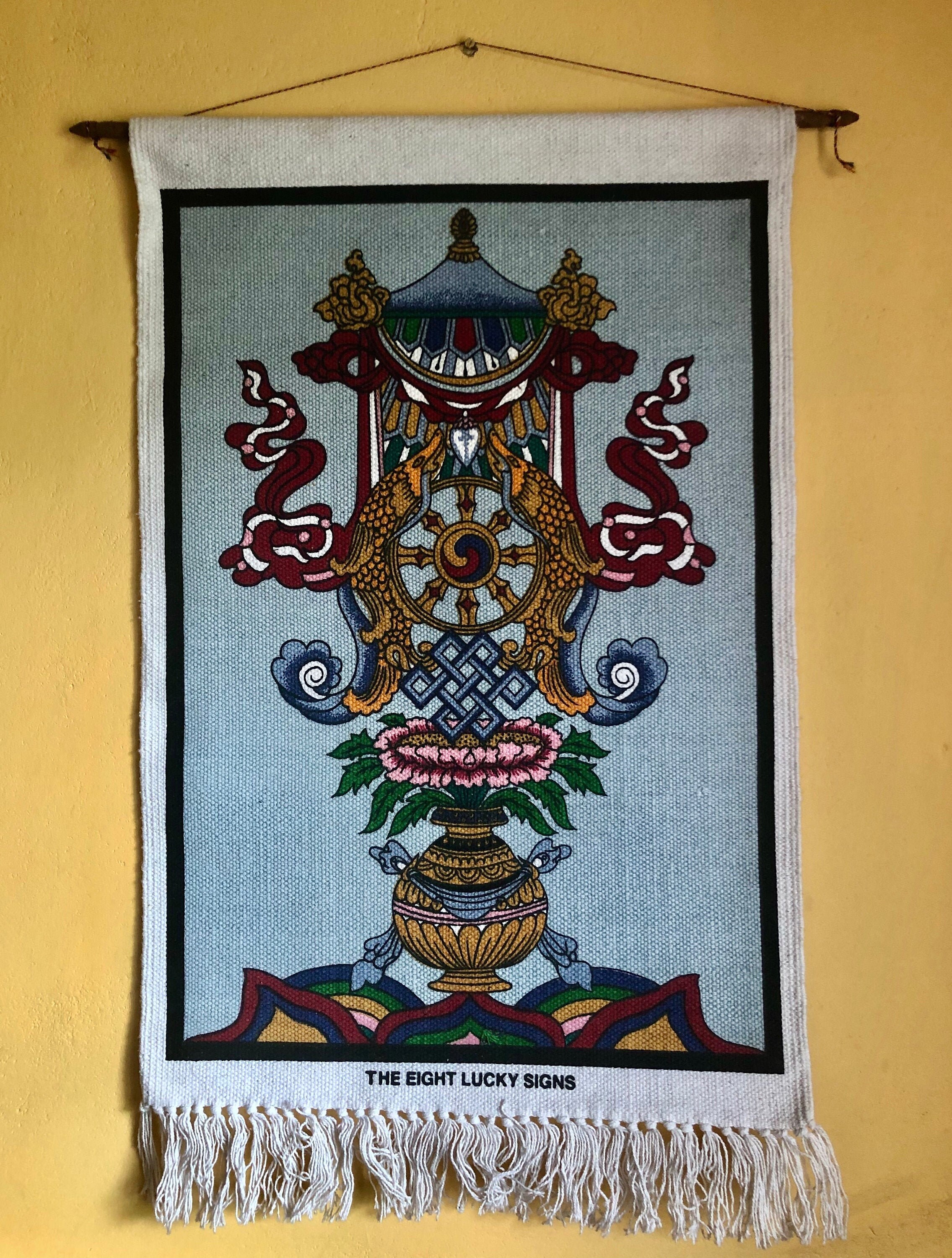 Bodhi Zen Wall Art // the Eight Lucky Signs // Bohemian Home Etsy UK