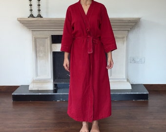 Miss Scarlet Kimono // Linen Dress Kimono // Women's Loungewear // Women’s Japanese Robe