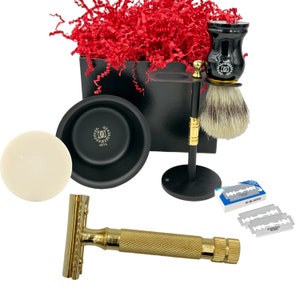 Men&#39;s Safety Razor Shaving Kit: Vintage Grooming Set with Badger Brush