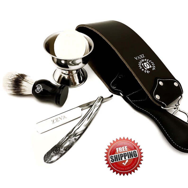 ZEVA 5 Pieces Cut Throat Men's Straight Edge Razor Brush Etsy