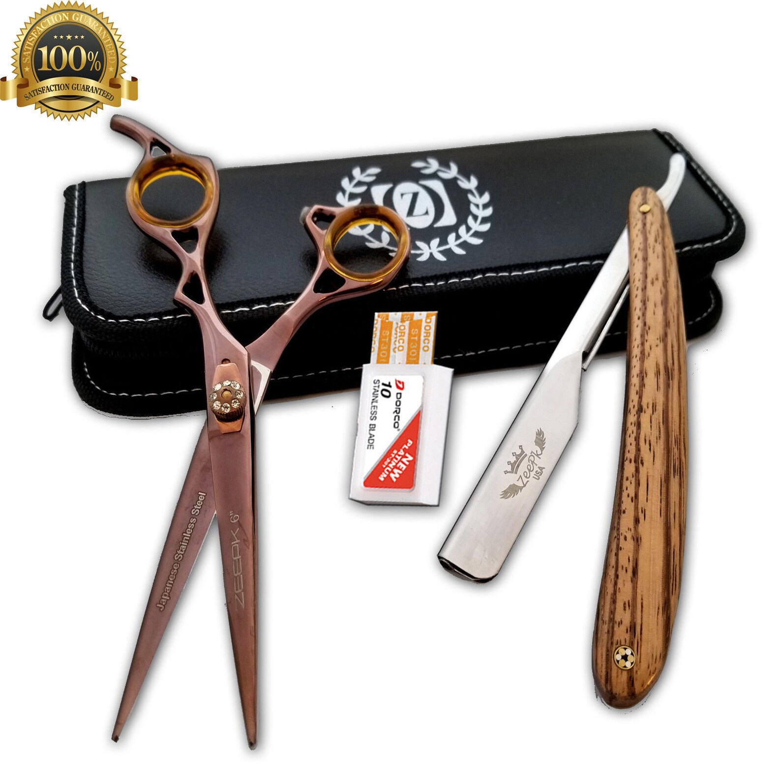 Mango de madera Razor Close Shave Shears Combo Hair Salon Etsy España