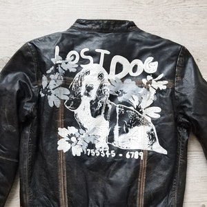 Vintage Leather Aviator Bomber Jacket Leather Biker Jacket Brown Shabby Style Jacket Size XS Painted leather jacket Vintage clothing