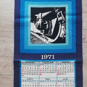 Vintage 1971 Railway Calendar: Danske Statsbaner Linen Wall Hanging