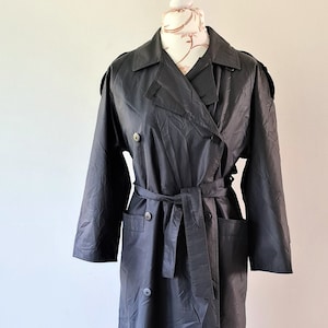 Vintage Black Trench Coat 90s Double Breasted Utility Jacket