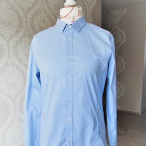 Vintage Hugo Boss Oxford Shirt: Light Blue Cotton Button Down, Slim Fit Large