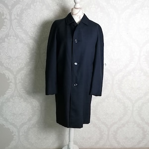 Vintage Azul Marino Algodón Impermeable Abrigo de Hombre Midi Coat Size Grande Hecho en Suiza Ropa Vintage Hombres