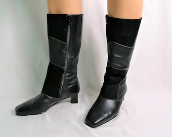 Vintage Schwarze Wildleder Kniehohe Stiefel - EU 38 / UK 5 / US 7