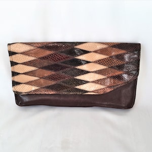 Vintage Leder Clutchbag Geldbörse Jane Shilton Snakeskin Patchwork Cluch Brieftasche Echtes Leder Damen Satchel Made in England Vintage Taschen