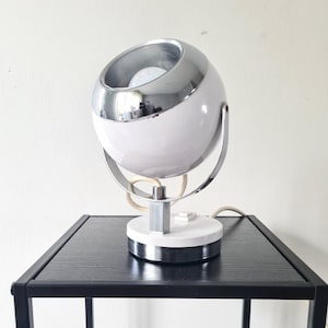 Vintage 60s Eyeball Desk Lamp: Mid Century Chrome Metal Accent