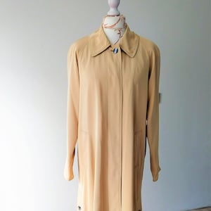 Vintage Beige Trench Coat: Full Length Spring Duster, Size S/M