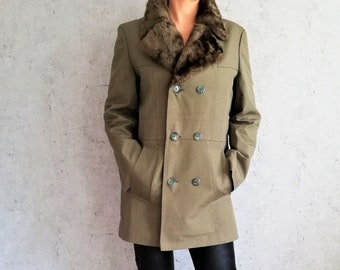 Fur collar military coat discount
