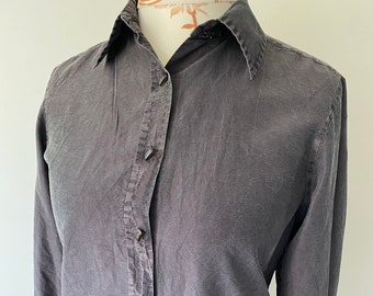 Max Mara Shirt  Stone Washed Pure Silk Blouse Womens Long Sleeves Slim Fit Blouse Shirt Made in Italy Size S / M Silk Vintage Clothing Women