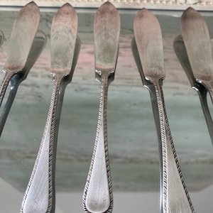 Antique James Dixon A1 Silver Plated Fish knives Set of 8 Knives for seafood