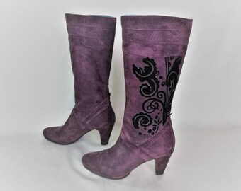 purple knee high boots uk