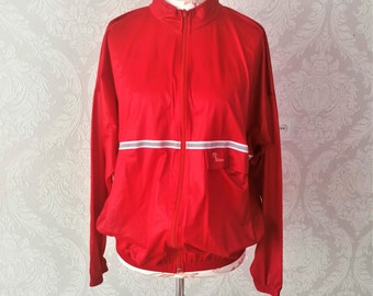 Vintage Red Windbreaker Jacket: Oversized Sportswear, Made in Holland (Size Large)