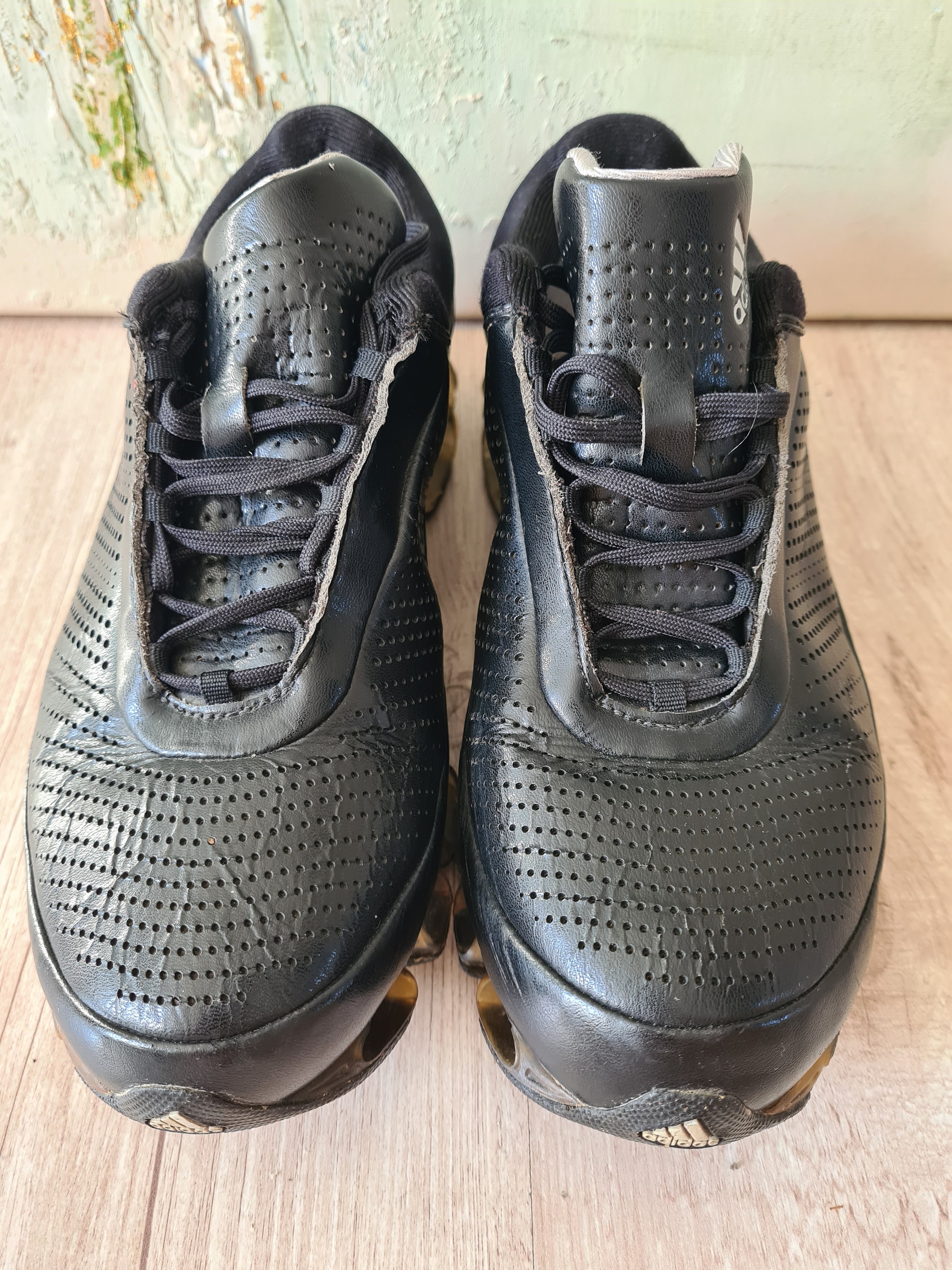 Vintage Adidas Bounce Sneakers: Black Leather Athletic Shoes, US 6.5 - Etsy