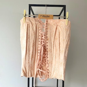 Vintage Peach Cotton Boned Corset: Boho Chic Laced Bustier