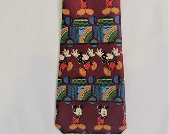 Vintage Mickey Mouse Tie Cartoon Neck Tie PICASSO Handmade Mickey Mouse tie Funny Necktie Gift for Men Vintage Clothing Men