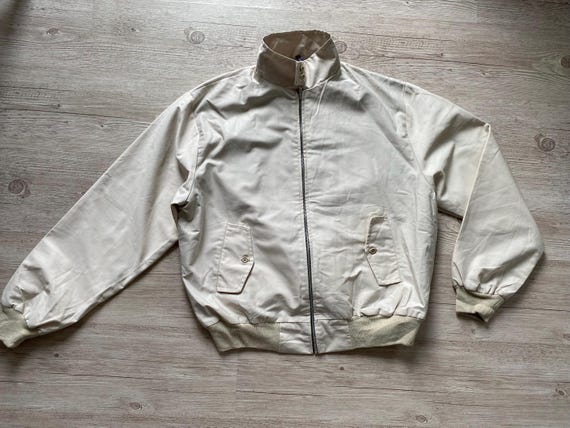 Vintage 70s Workwear Bomber Jacket: Beige Cotton Lightweight