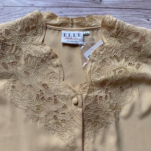 Vintage 90s Embroidered Blouse: Romantic Floral Polyester Shirt