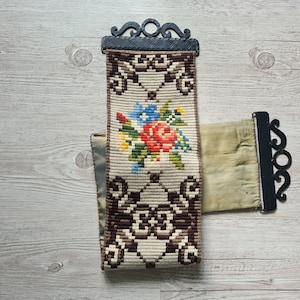 Vintage Scandinavian Wool Tapestry: Floral Handwoven Wall Hanging (43&quot; x 6.5&quot;)