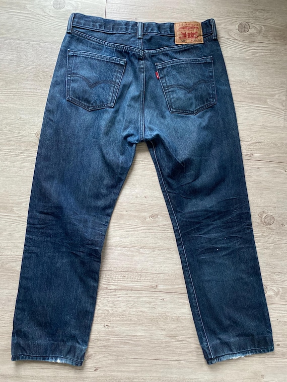 Vintage 90s Levi's 501 Jeans: Dark Wash Denim, Button Fly W34