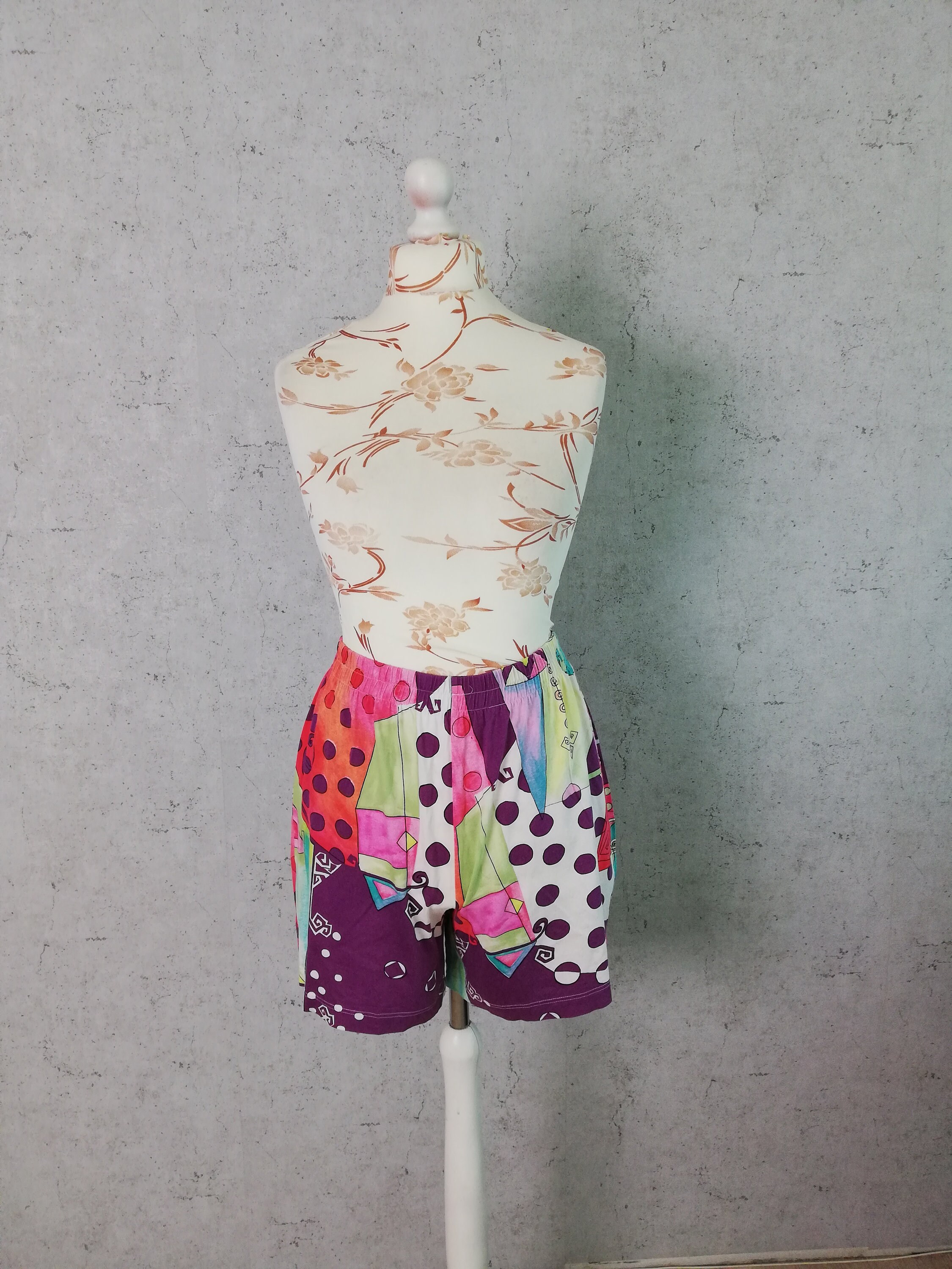 Vintage 80s Funky Printed Colorful Shorts / High Wasted | Etsy