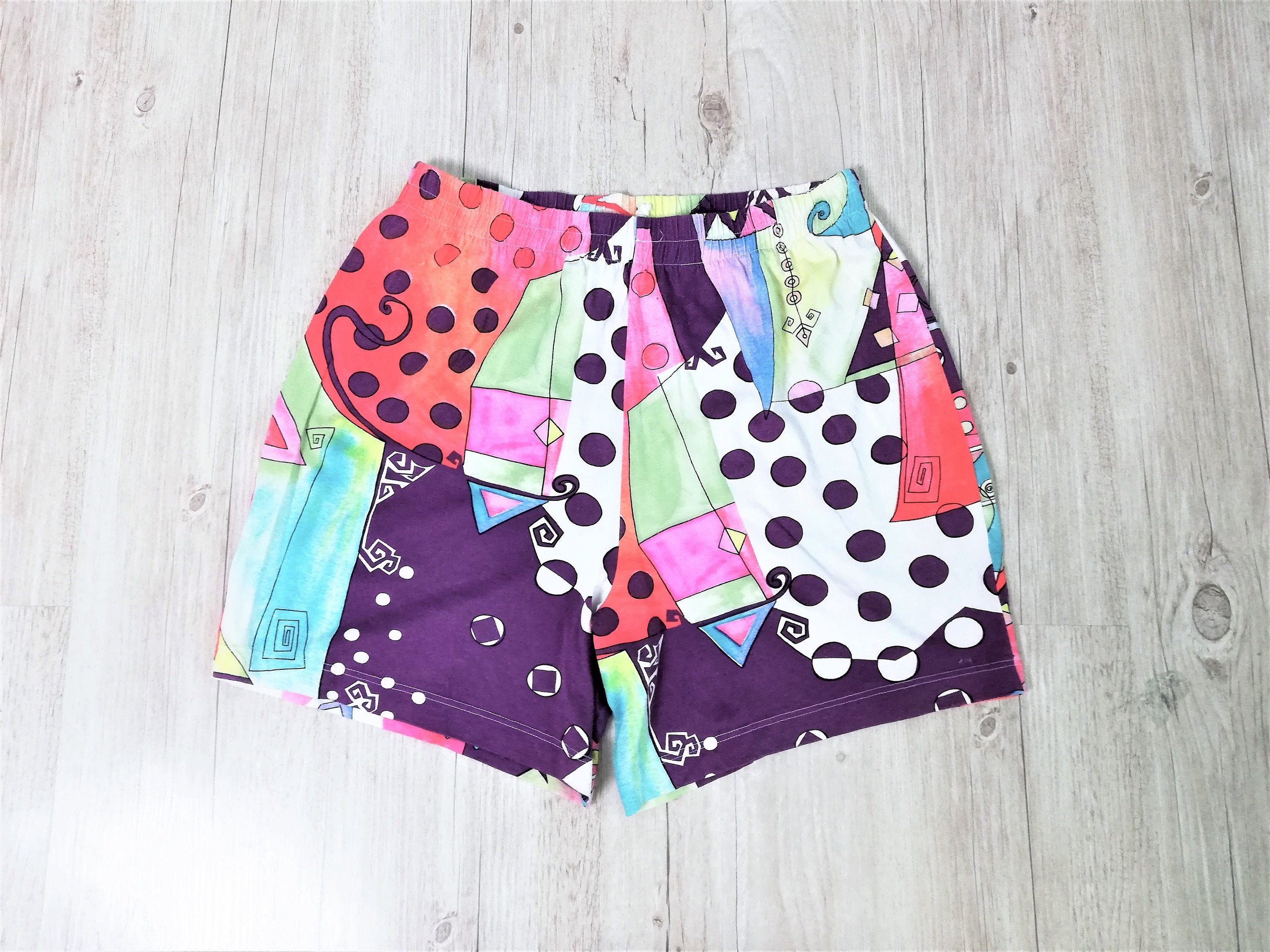 Vintage 80s Funky Printed Colorful Shorts / High Wasted | Etsy