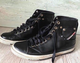 Vintage Diesel Leather High-Top Sneakers: Sport Street Style (UK 6.5 / EU 39 / US 7.5)