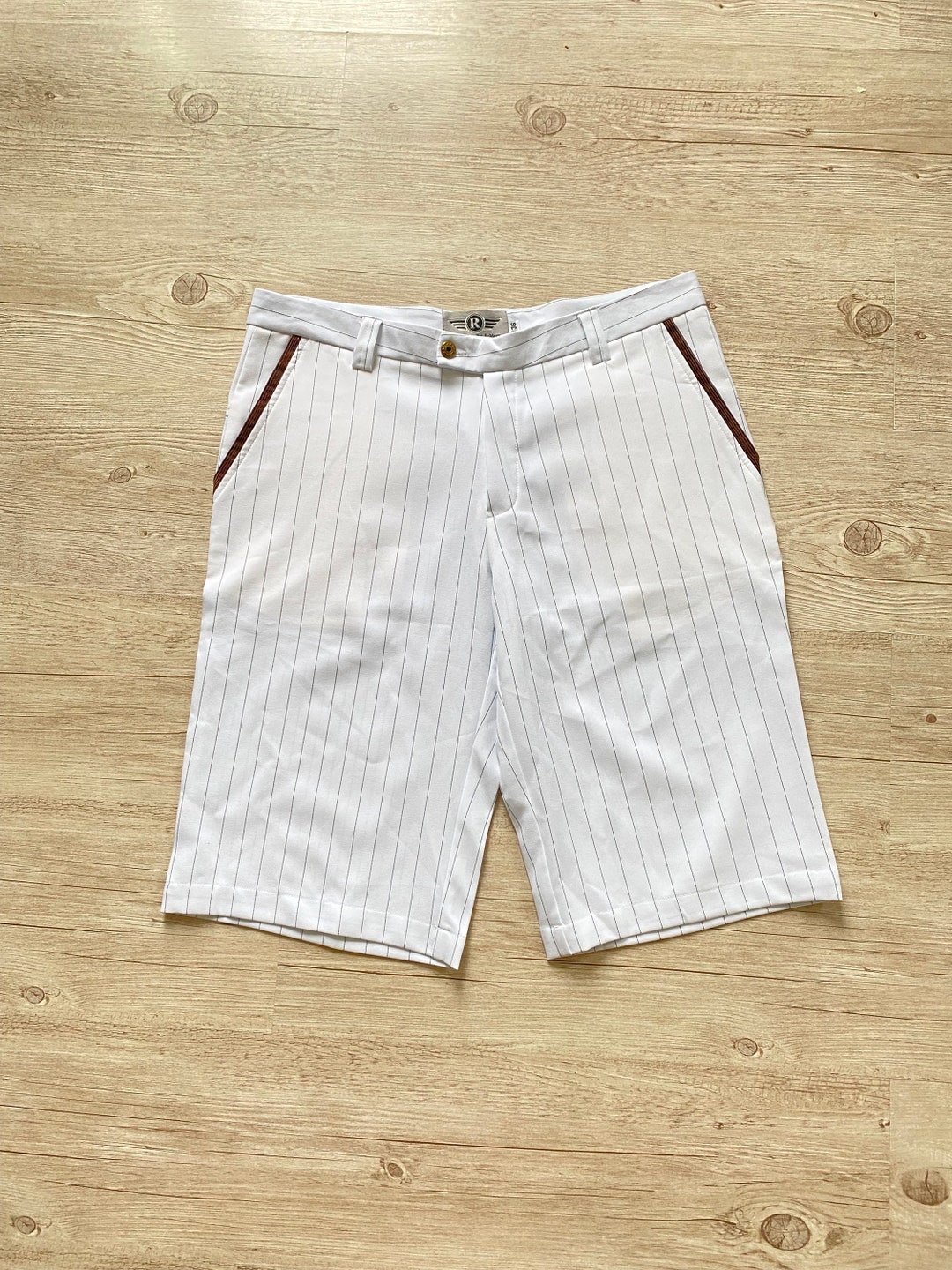 Y-3 Men's Pinstriped Fabric Bermuda Shorts Black
