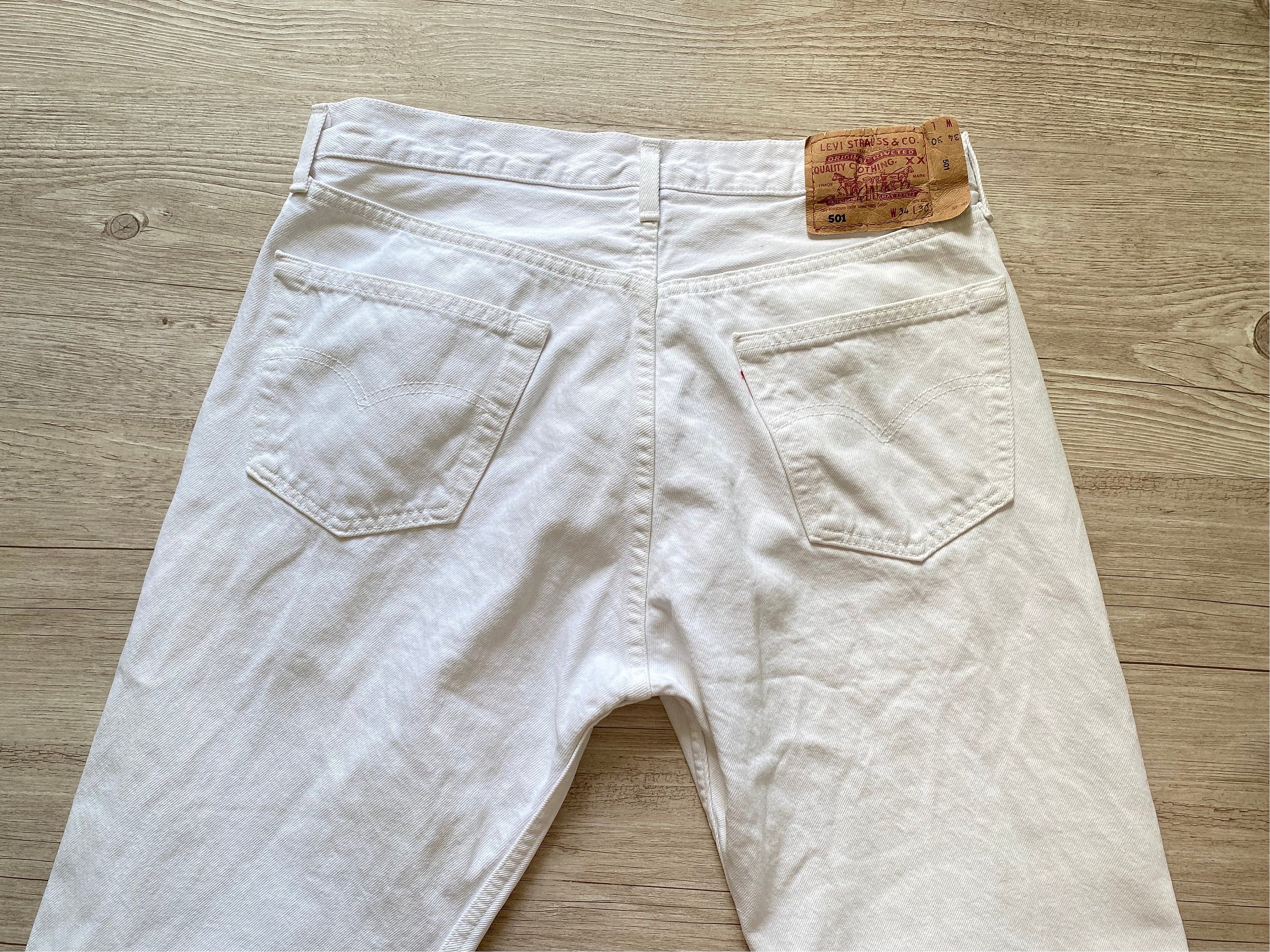 Vintage Levi Strauss Jeans Mens 501 Levi White High Waist Denim