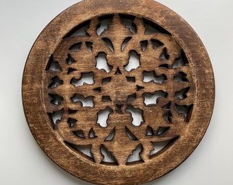Handgeschnitztes Holztablett: Vintage rustikale Bauernhaus Dekor (31 cm)