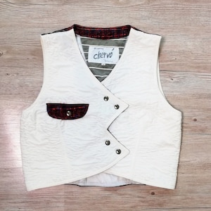 Vintage Weiß Gesteppte Crop Ski Weste Frauen Größe Medium 80er Jahre Made in Italy Ski Snowboad Weste Ski fahren Snowboard Vintage Kleidung Frauen
