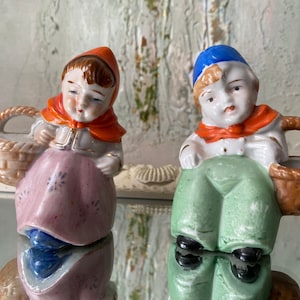 Vintage Dutch Porcelain Figurines: Hand-Painted Boy and Girl Set, Made in Japan