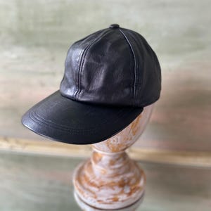 Vintage Black Genuine Leather Ball Cap 90s Leather Baseball Cap Retro 90s Mens Style 90s Baseball Hat | Leather Baseball Cap