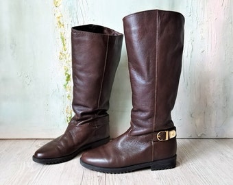 Botas de montar vintage de cuero marrón - Fabricadas en Finlandia - Talla 6 de EE. UU. / 36,5 de UE