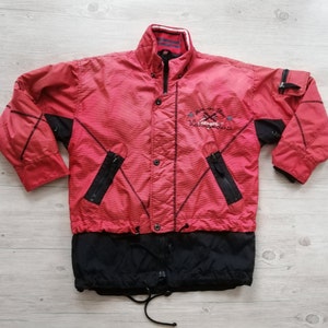 Vintage Rain Jacket Slip Jacket Men Owersize Size Small Made in Finland Red Black Colorblock Track Lightweight Parka Vintage Clothing Men