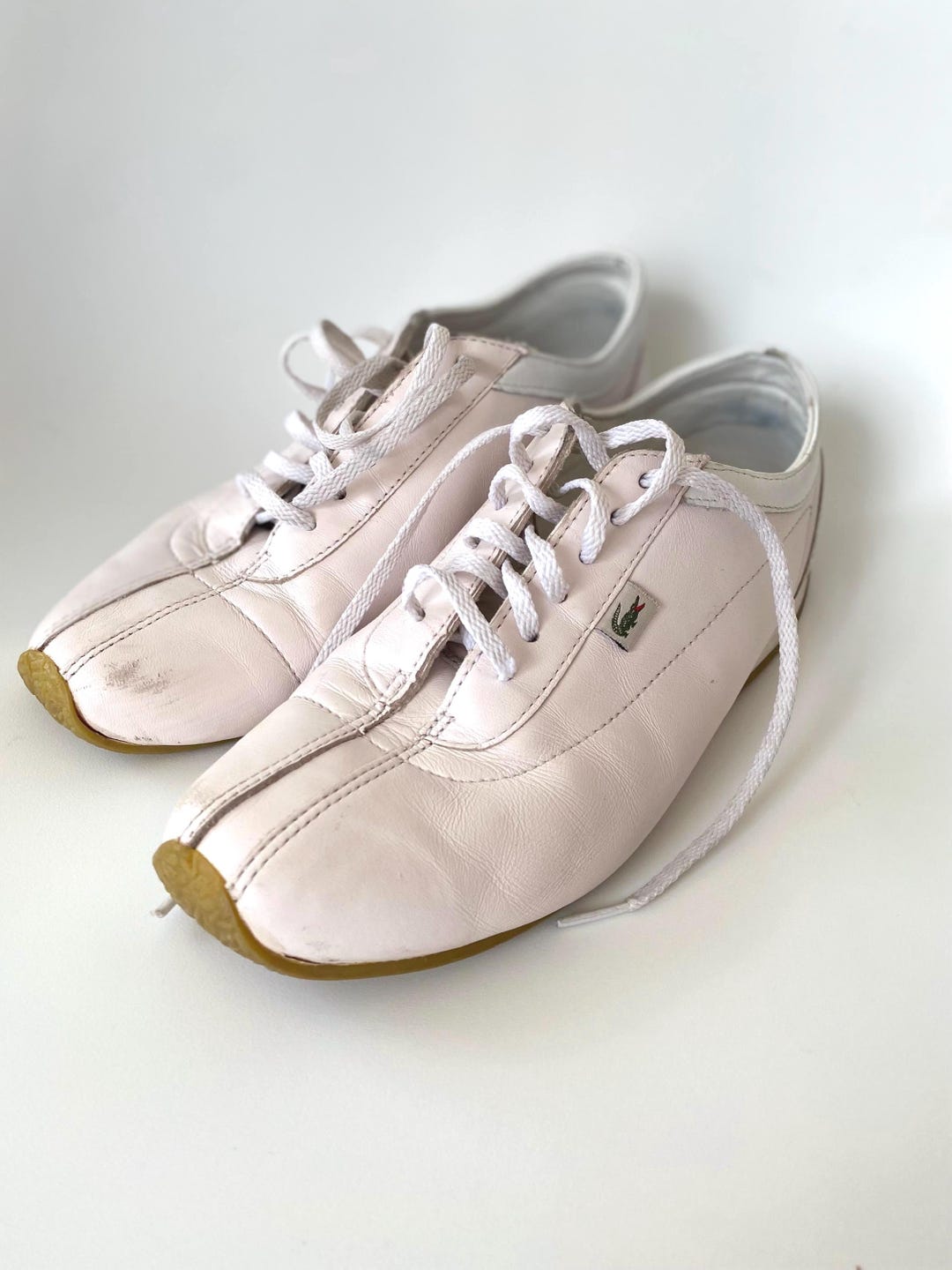 Vintage Lacoste White Leather Sneakers: Women's US 7, Streetwear
