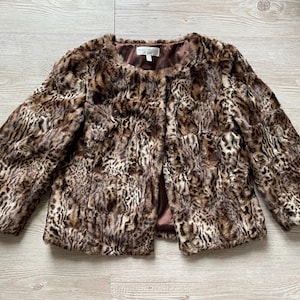Vintage Leopard Print Faux Fur Cropped Jacket - Size S/M